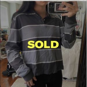 Oversized Striped Longsleeve Polo